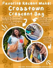 A graphic from my most recent email newsletter showing off a bag I sewed!
