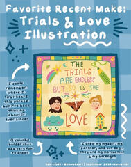 A graphic from my most recent email newsletter showing off an illustration I did recently.