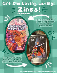 A graphic from my most recent email newsletter depicting some zines I’ve been enjoying lately.